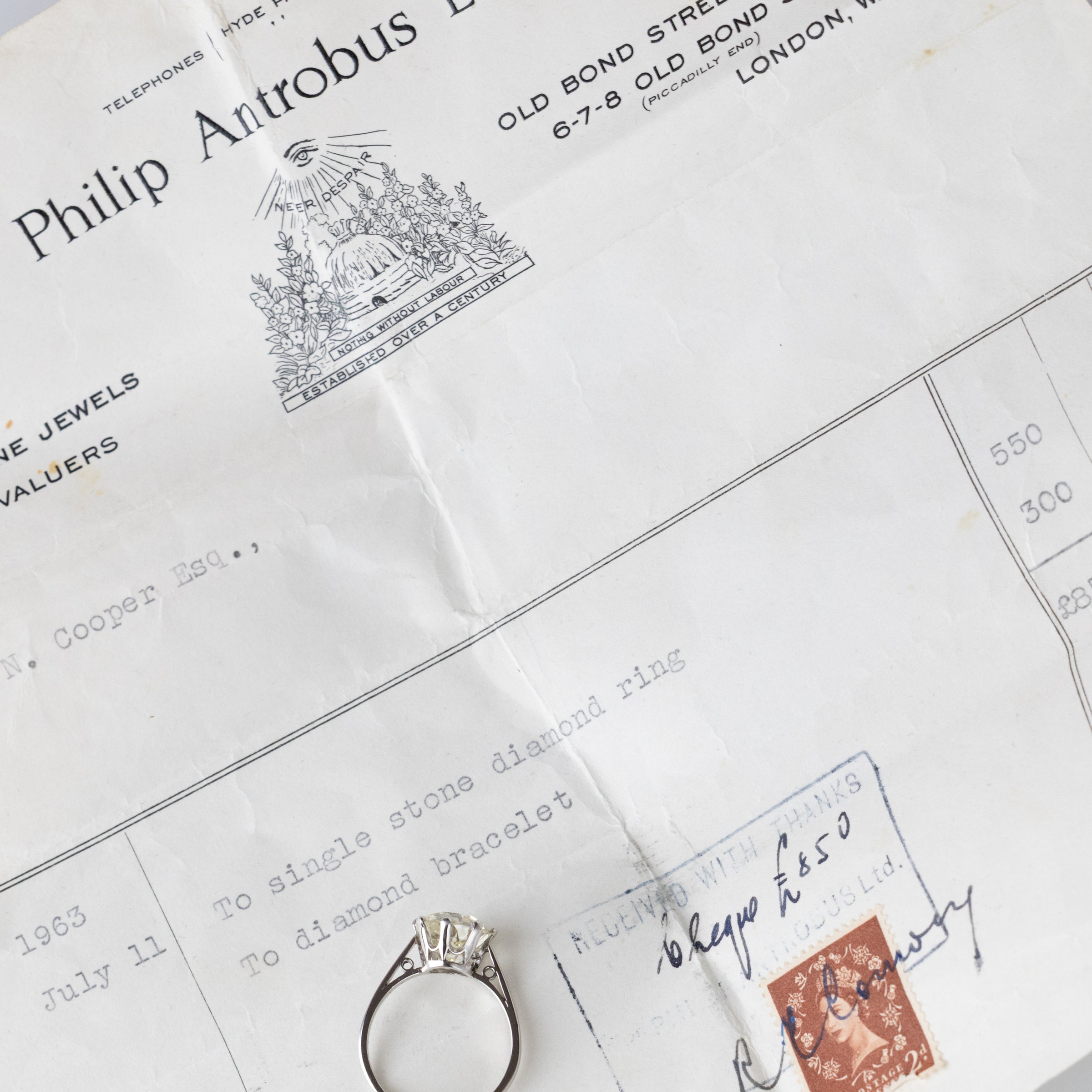 Philip Antrobus 4.5 Carat Mine-Cut Diamond Ring