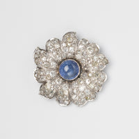 7.8 Carat Sri Lankan Sapphire And Diamond Flower Brooch