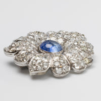 7.8 Carat Sri Lankan Sapphire And Diamond Flower Brooch