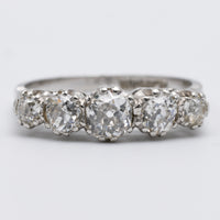 Victorian Engagement Ring In Platinum With 5 Old Cut Diamonds 1 Carat Total