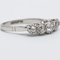 Victorian Engagement Ring In Platinum With 5 Old Cut Diamonds 1 Carat Total