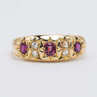 18K Yellow Gold Ruby And Rose Cut Diamond Ring