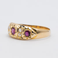 18K Yellow Gold Ruby And Rose Cut Diamond Ring