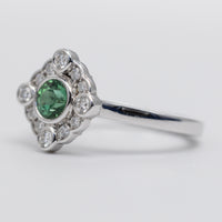 18K White Gold Mint Tourmaline And Diamond Ring