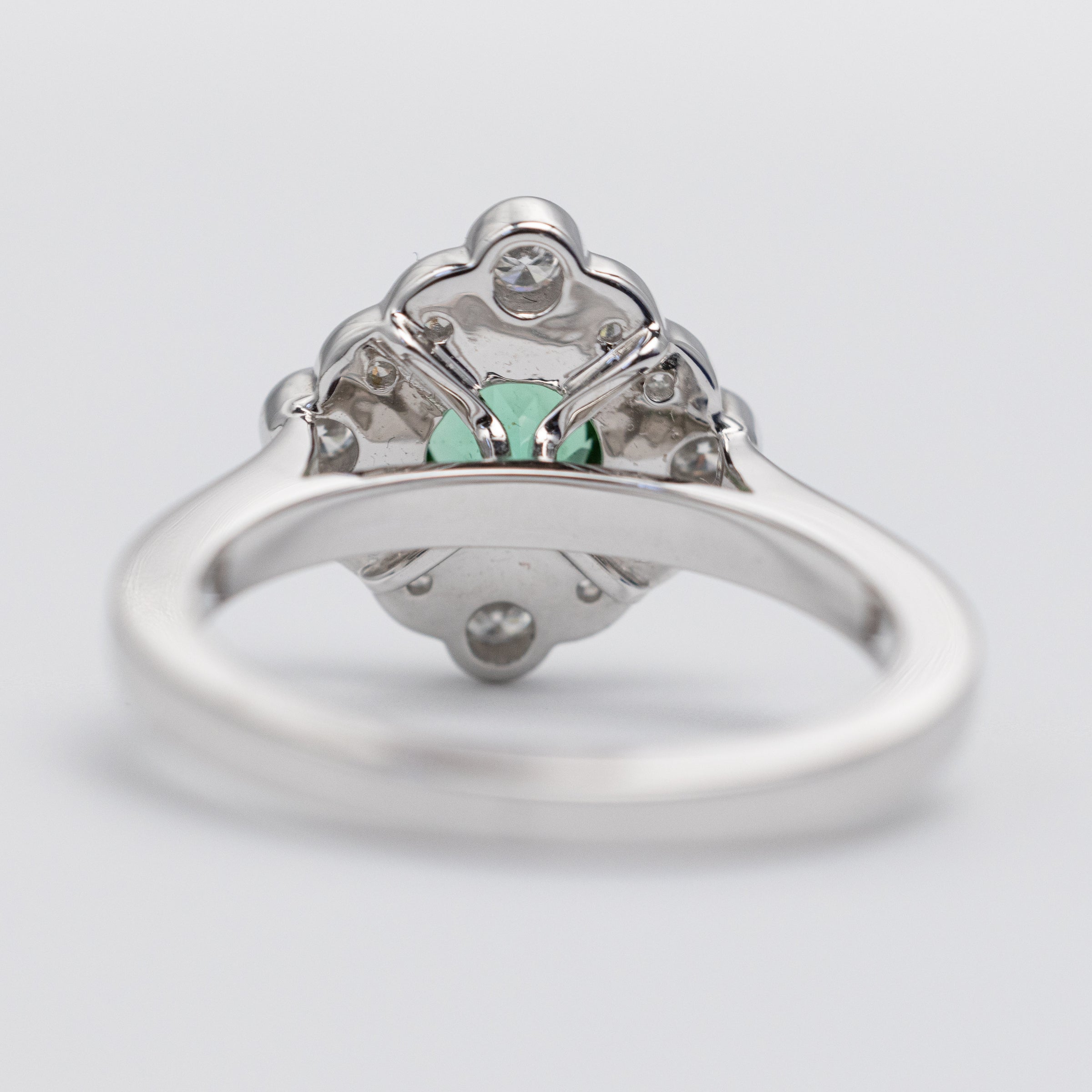 18K White Gold Mint Tourmaline And Diamond Ring