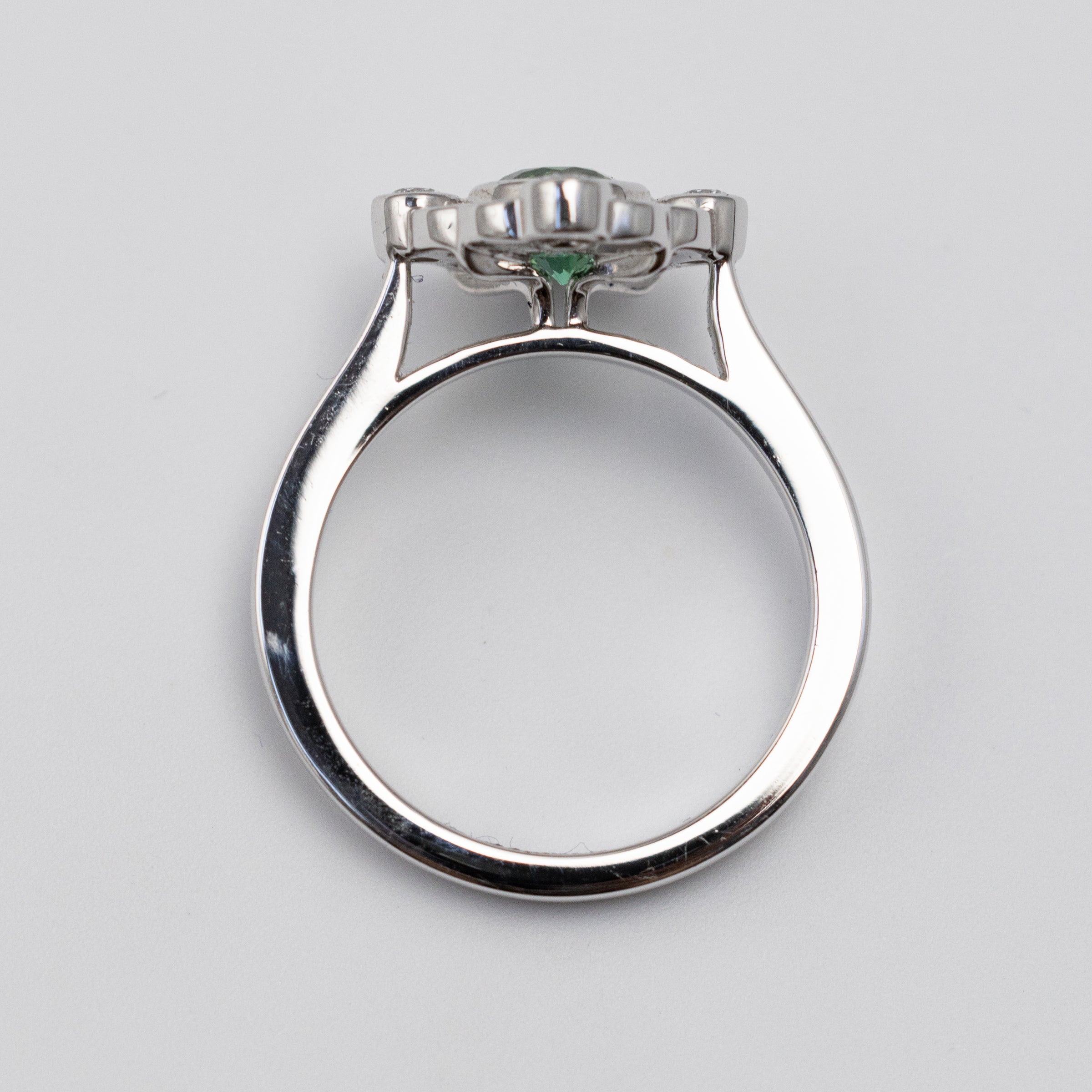 18K White Gold Mint Tourmaline And Diamond Ring