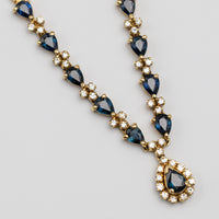 18K Yellow Gold Sapphire And Diamond Necklace