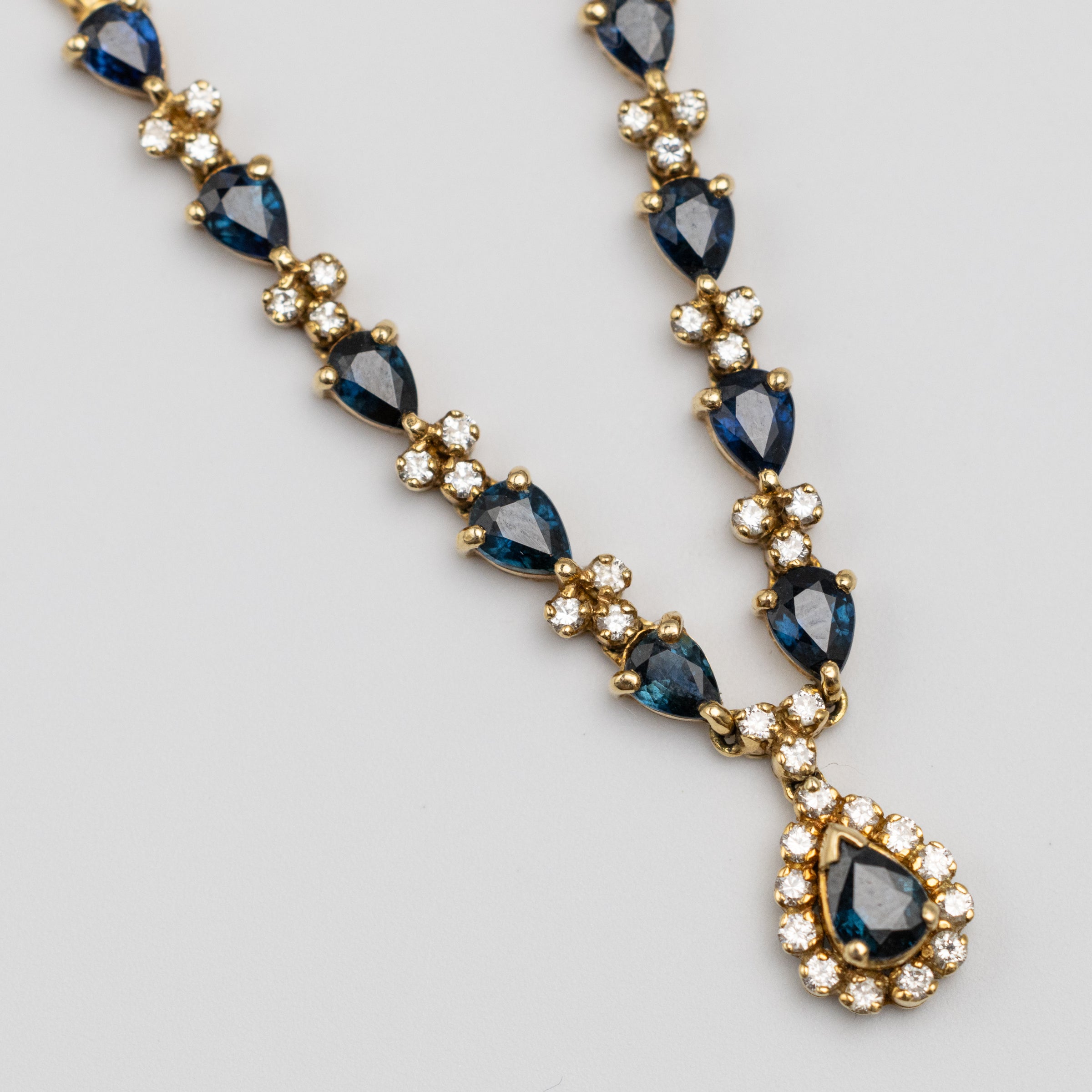 18K Yellow Gold Sapphire And Diamond Necklace