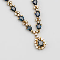 18K Yellow Gold Sapphire And Diamond Necklace