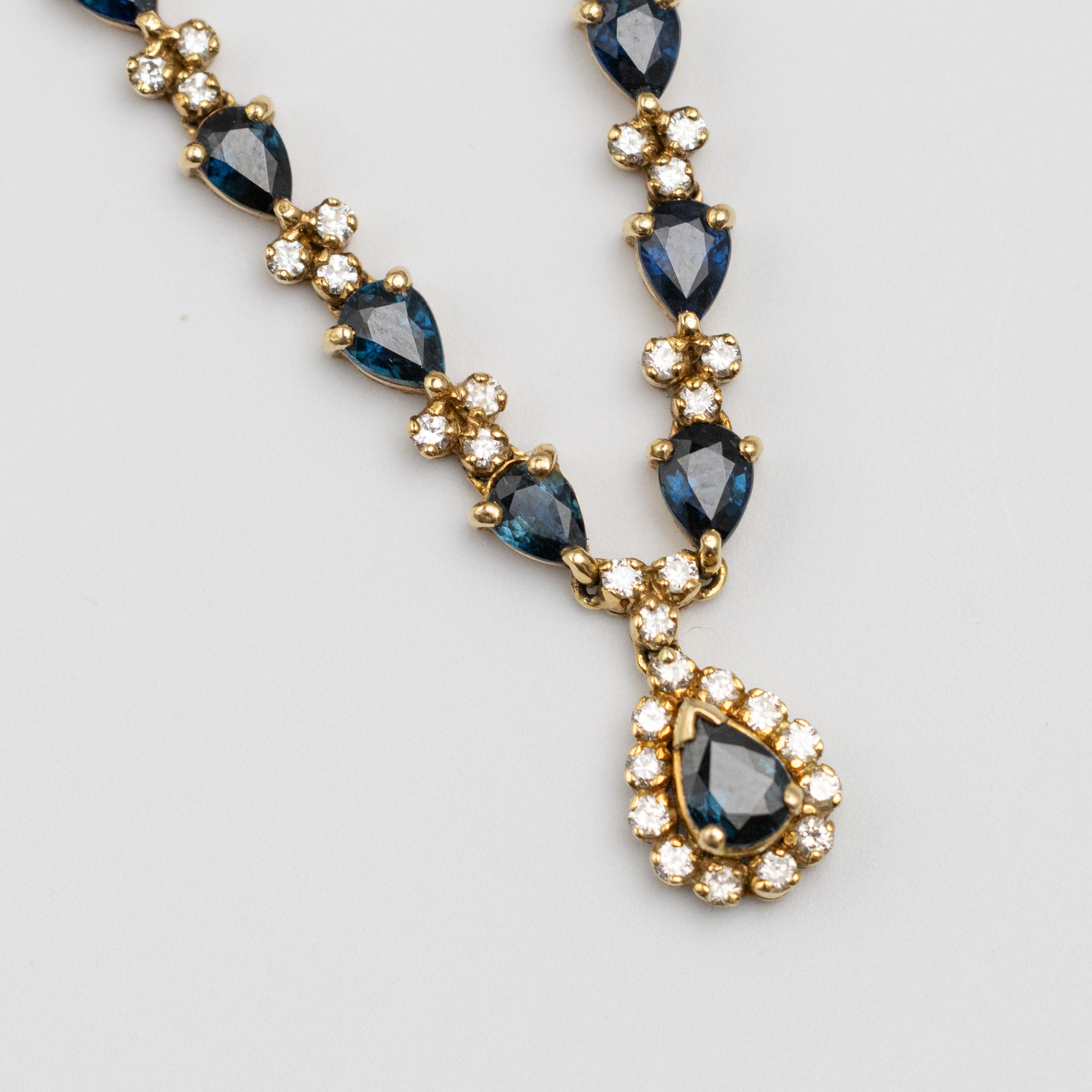 18K Yellow Gold Sapphire And Diamond Necklace
