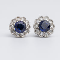 Art Deco White Gold Sapphire & Diamond Earrings