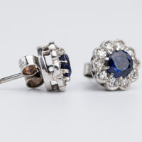 Art Deco White Gold Sapphire & Diamond Earrings