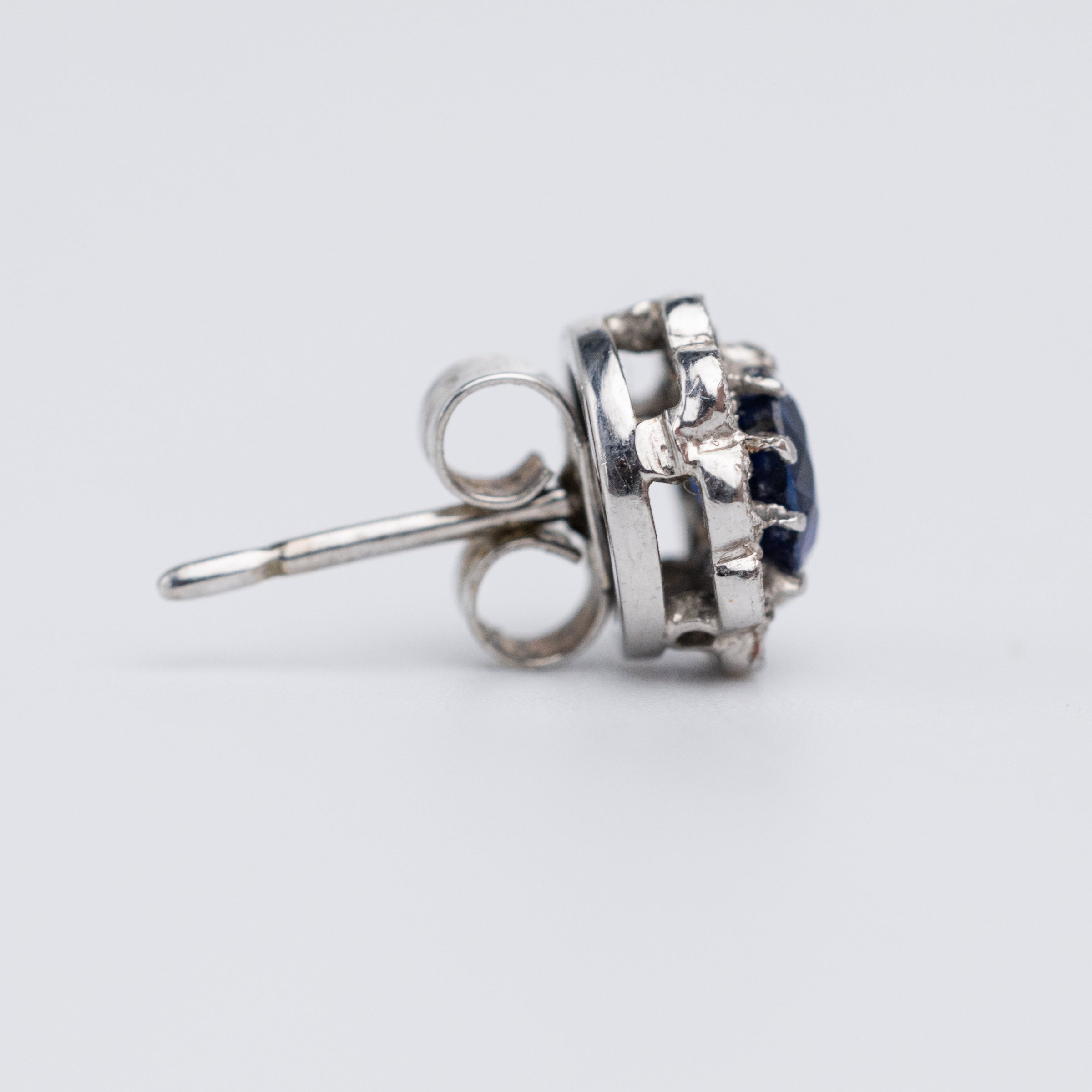 Art Deco White Gold Sapphire & Diamond Earrings