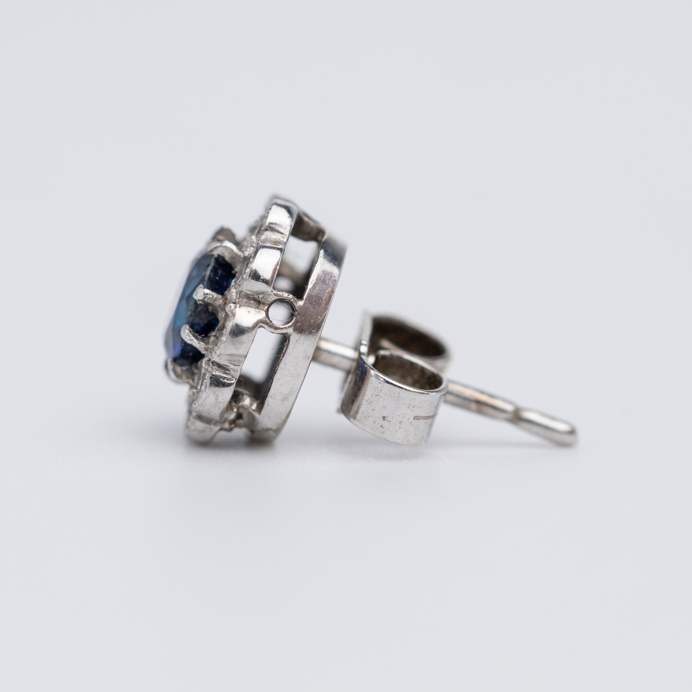 Art Deco White Gold Sapphire & Diamond Earrings