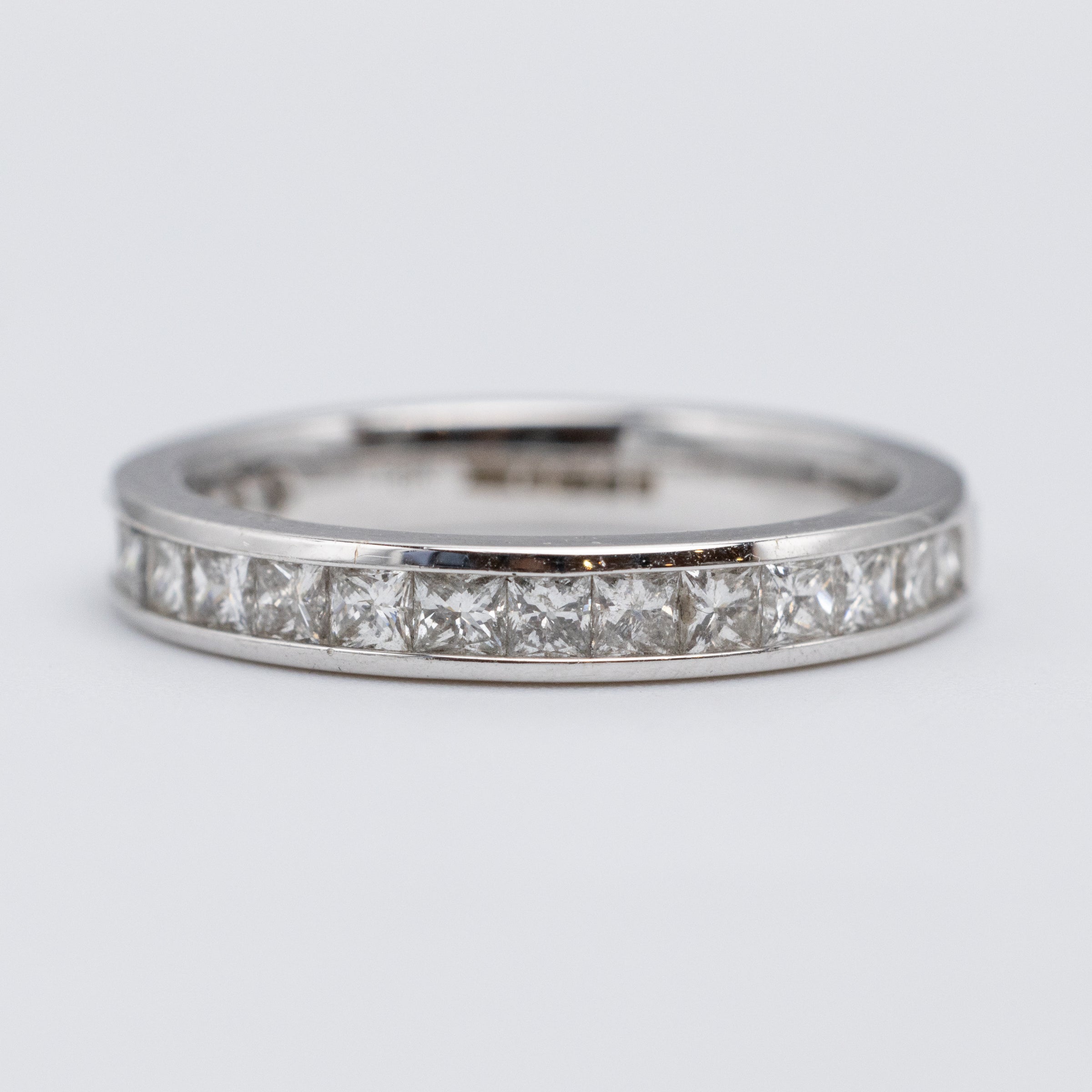 18K White Gold Princess Cut 1.02ct Diamond Channel Set Eternity Ring