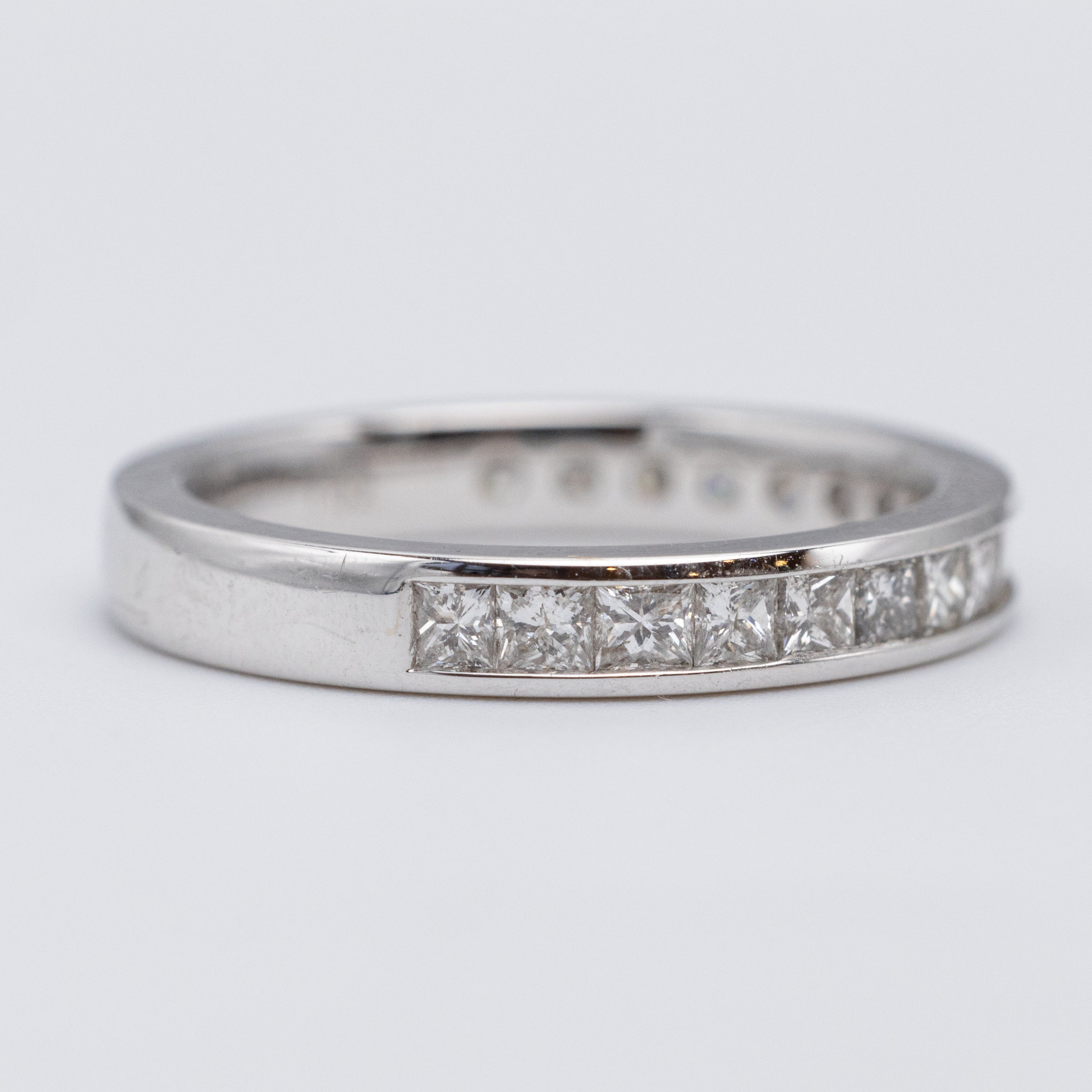 18K White Gold Princess Cut 1.02ct Diamond Channel Set Eternity Ring