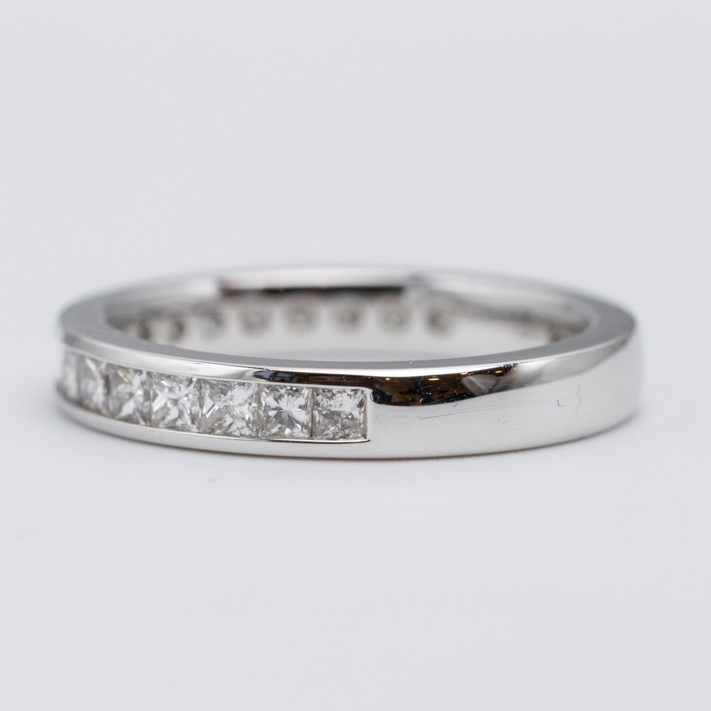 18K White Gold Princess Cut 1.02ct Diamond Channel Set Eternity Ring