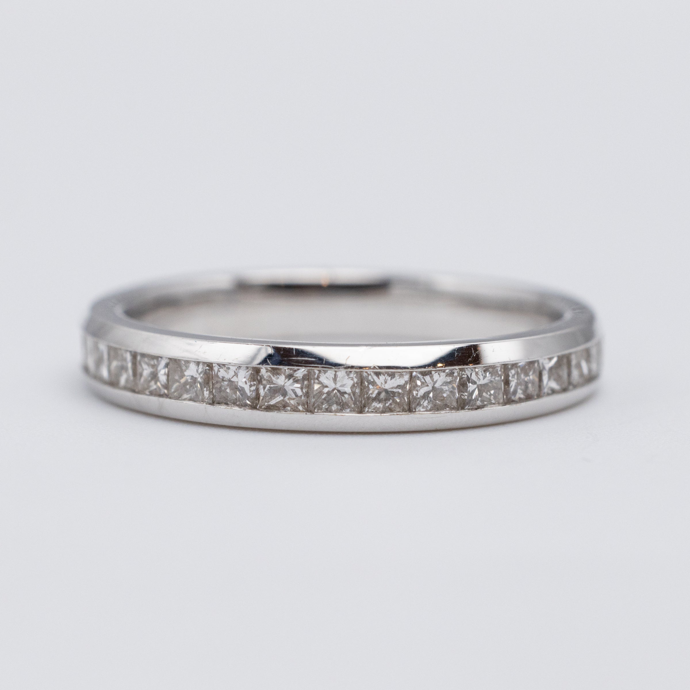 18K White Gold Channel Set Princess Cut Diamond Eternity Ring