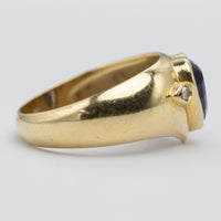 18K Yellow Gold Heart Shaped Amethyst & Diamond Ring