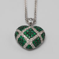 18K Gold Diamond And Emerald Heart Pendant
