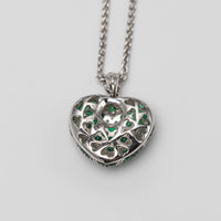18K Gold Diamond And Emerald Heart Pendant
