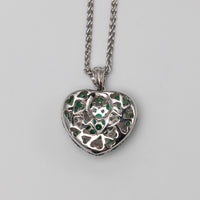 18K Gold Diamond And Emerald Heart Pendant