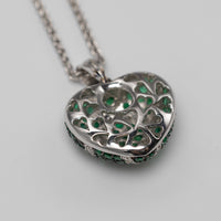 18K Gold Diamond And Emerald Heart Pendant