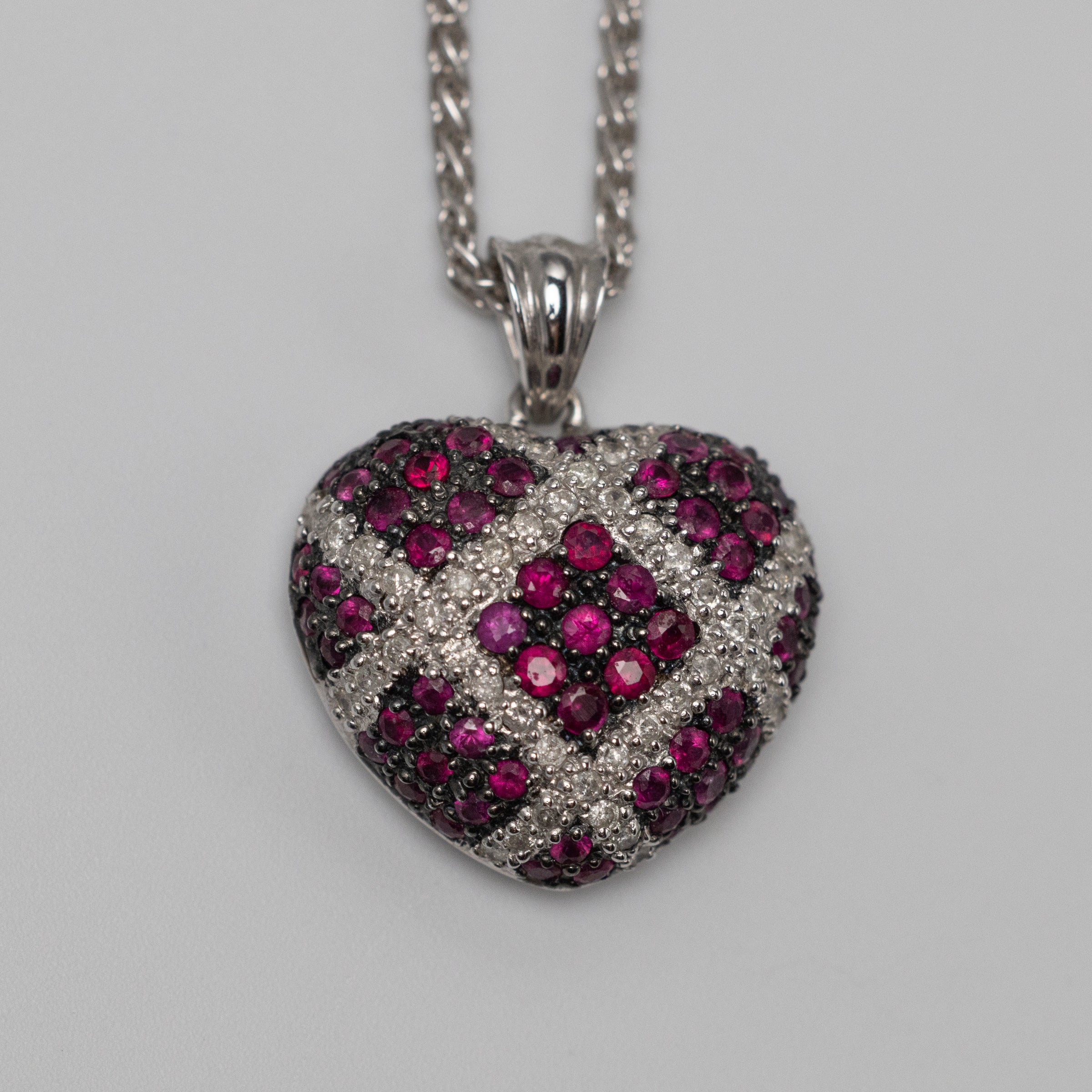 18K Gold Diamond And Ruby Heart Pendant