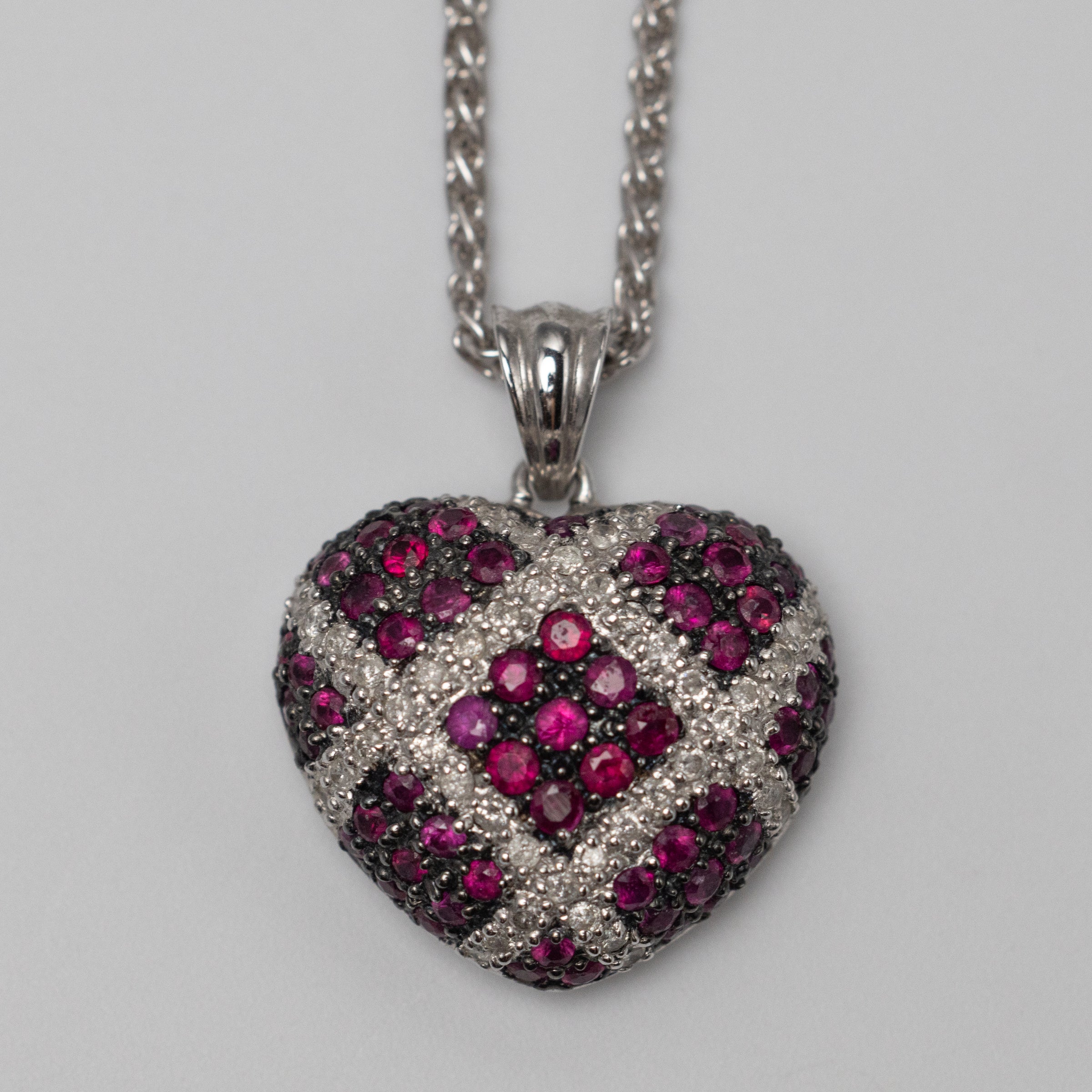 18K Gold Diamond And Ruby Heart Pendant