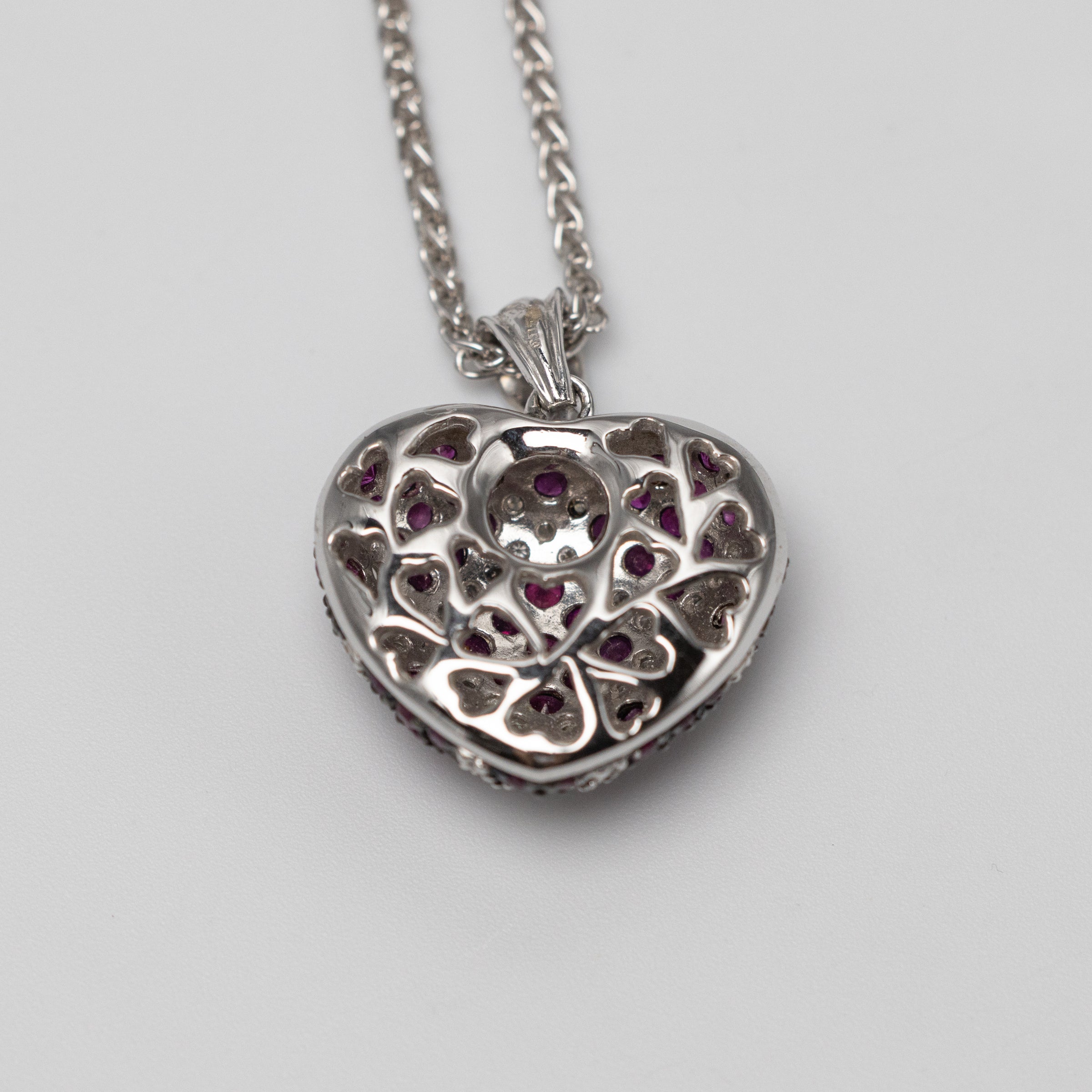 18K Gold Diamond And Ruby Heart Pendant