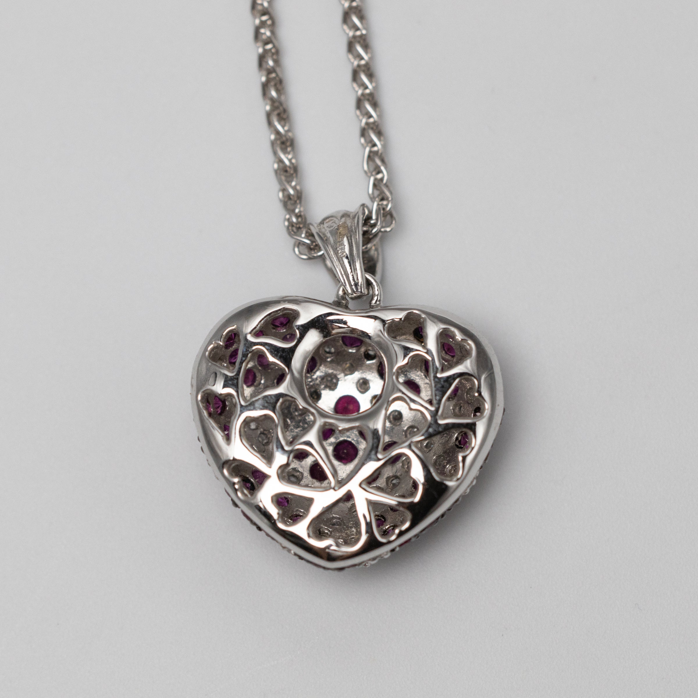 18K Gold Diamond And Ruby Heart Pendant
