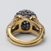 gold sapphire ring close up back