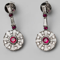 18K White Gold Ruby And Diamond Earrings