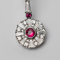 18K White Gold Ruby And Diamond Earrings
