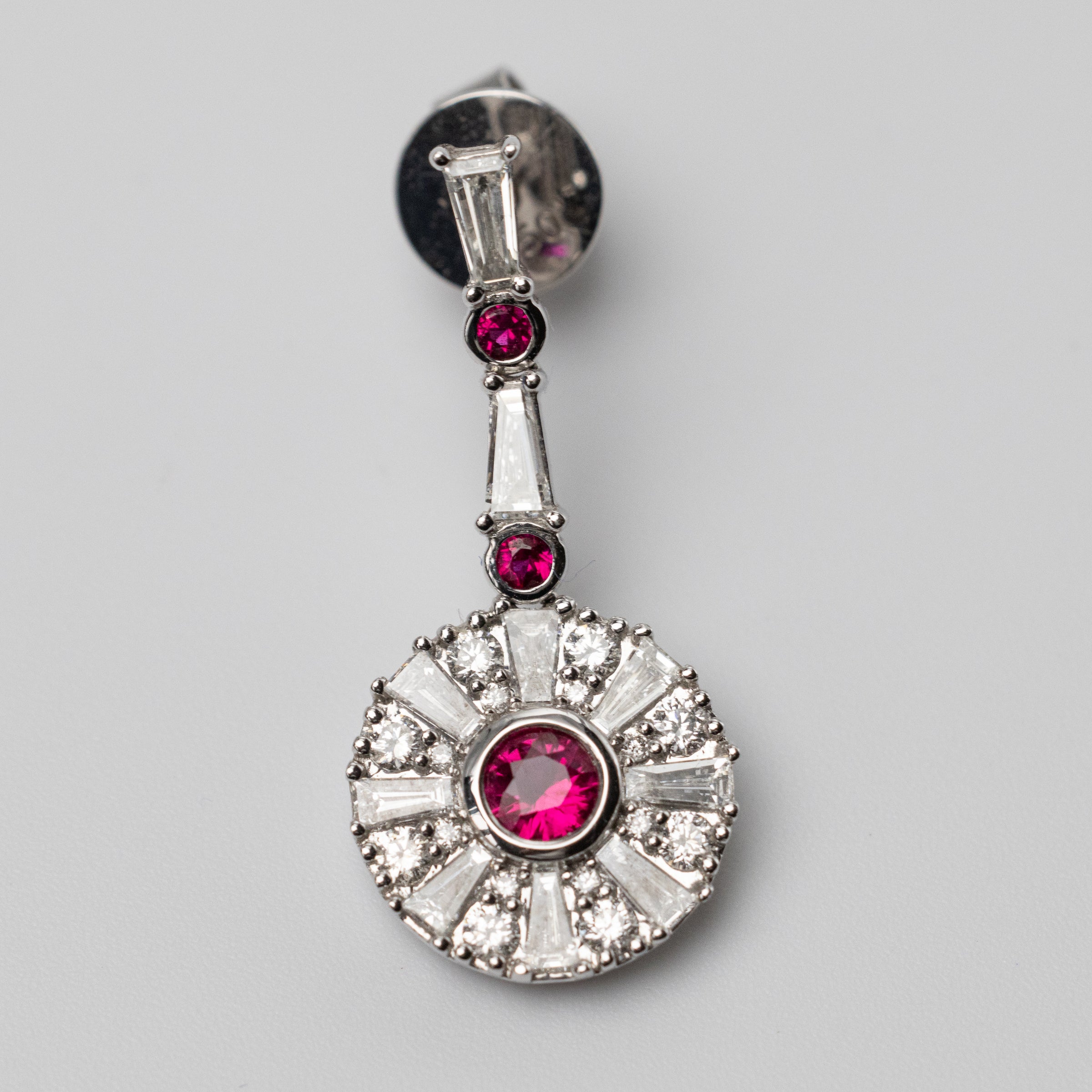 18K White Gold Ruby And Diamond Earrings