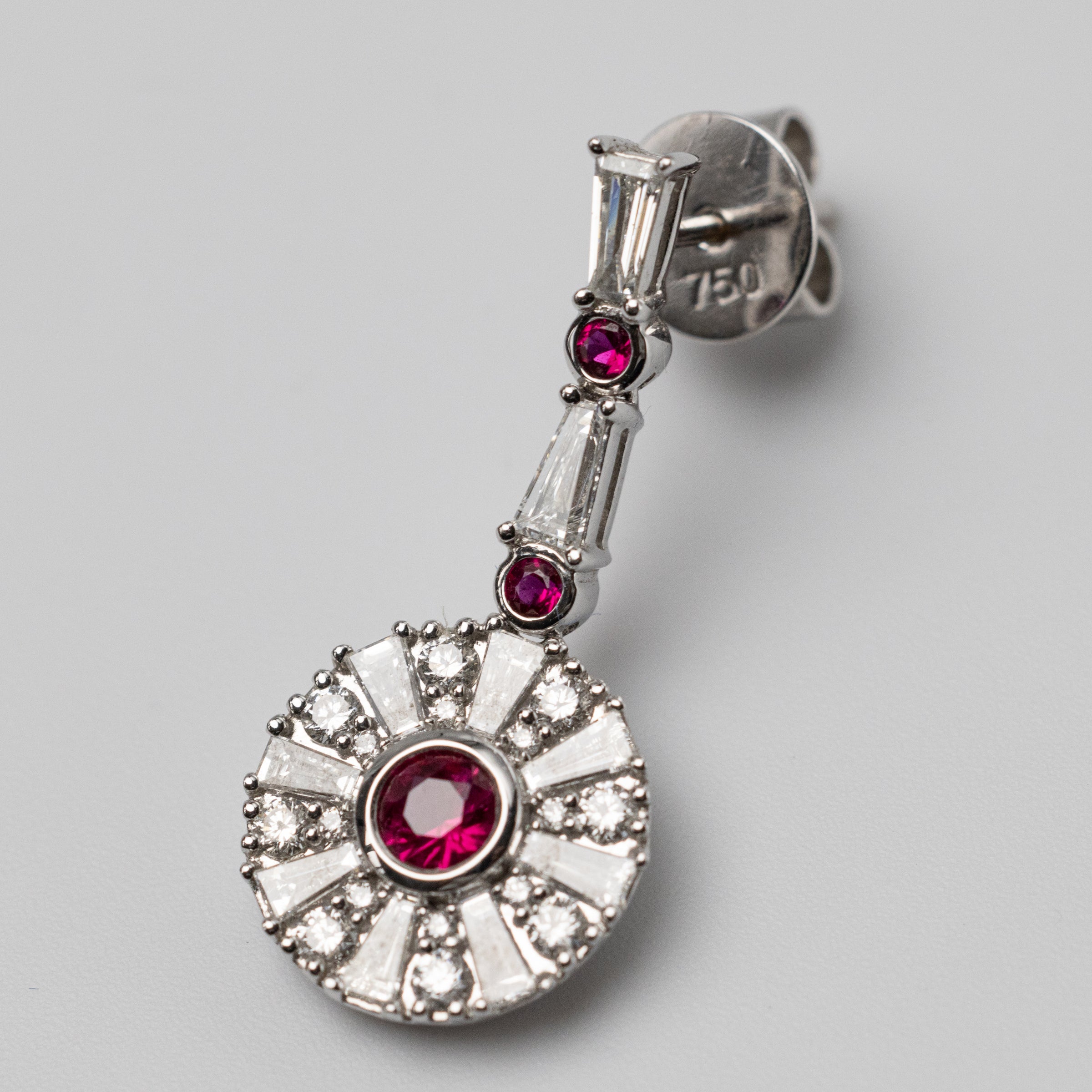 18K White Gold Ruby And Diamond Earrings