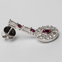 18K White Gold Ruby And Diamond Earrings