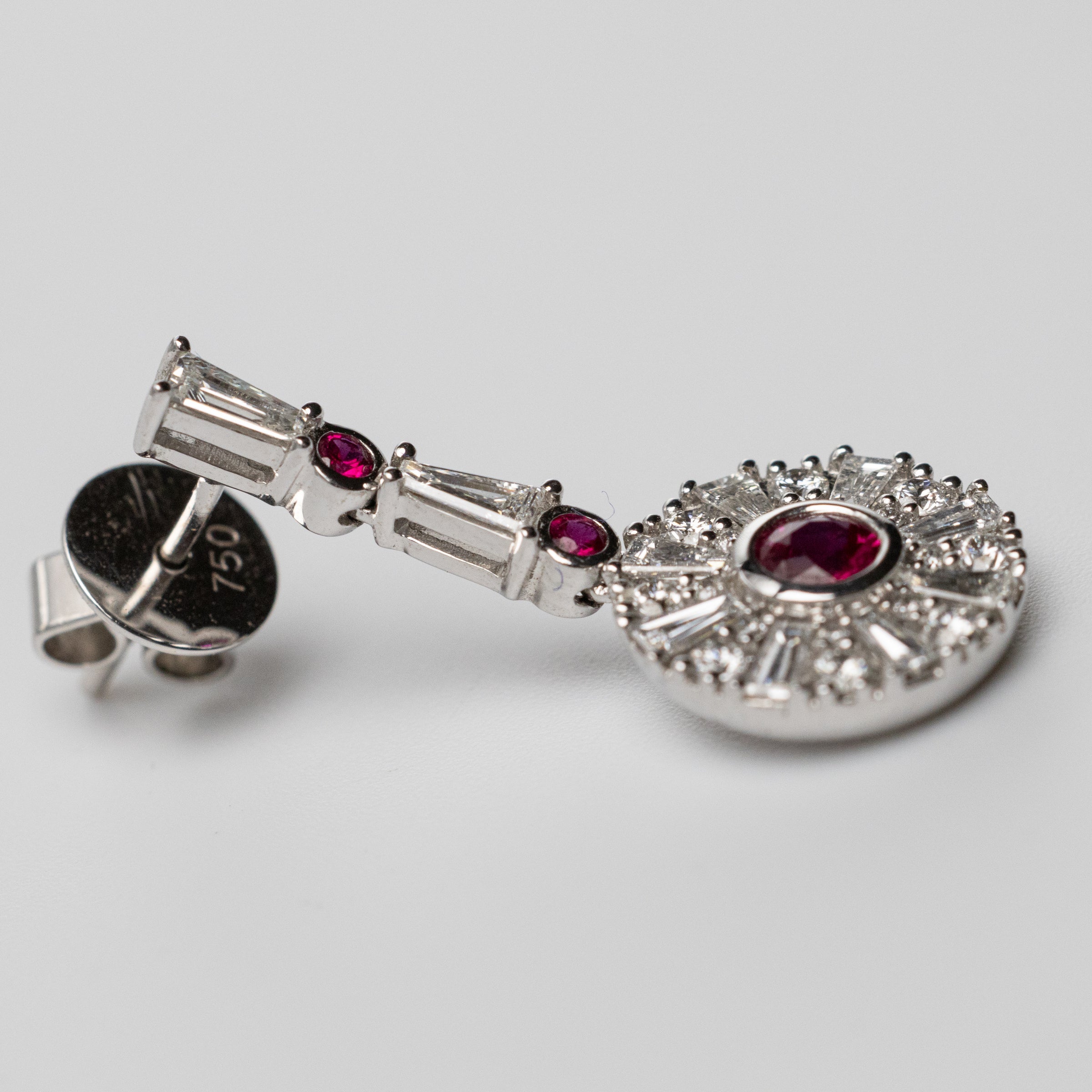 18K White Gold Ruby And Diamond Earrings