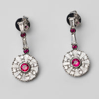 18K White Gold Ruby And Diamond Earrings