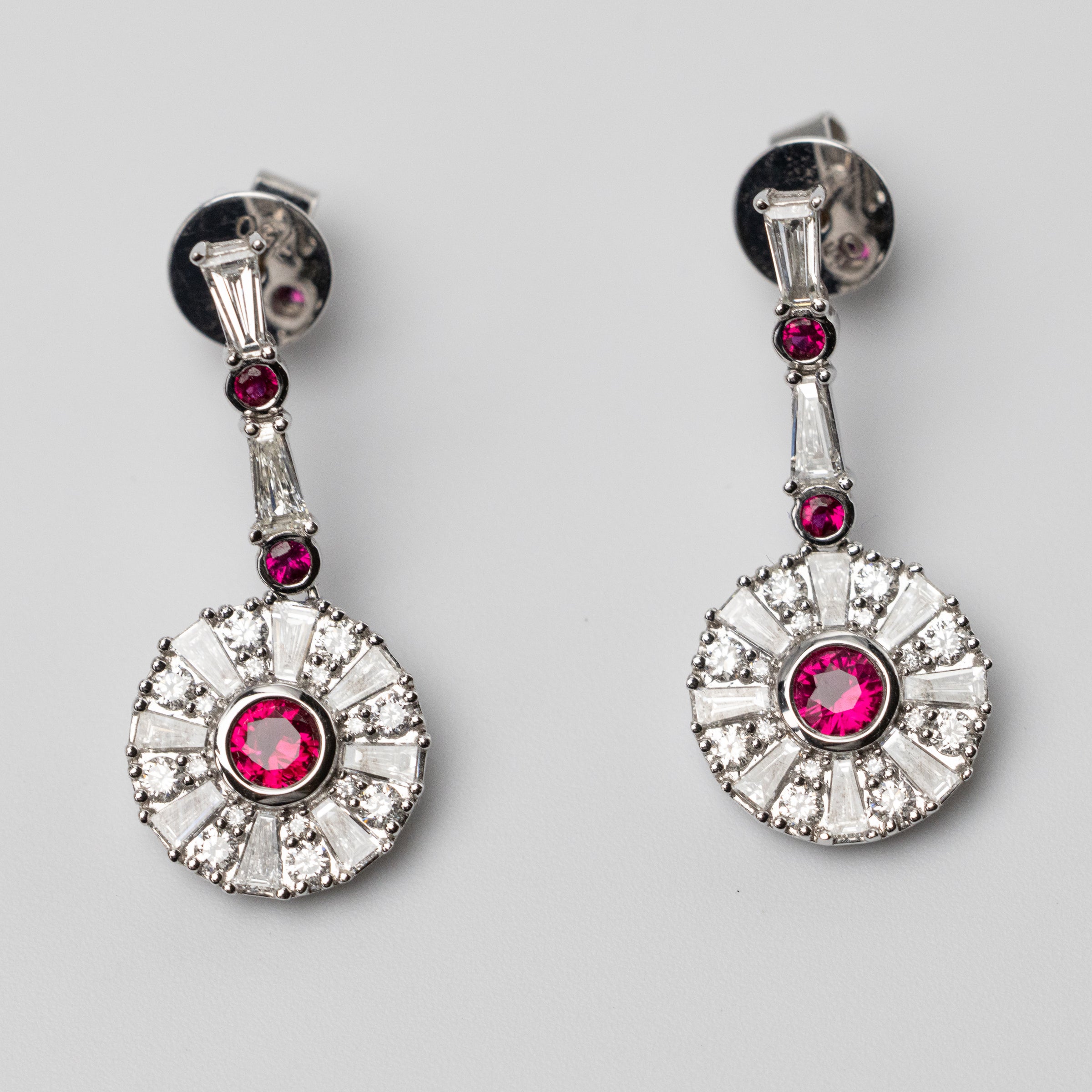 18K White Gold Ruby And Diamond Earrings