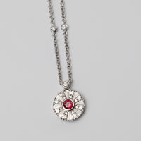 18K Ruby And Diamond Pendant On 18 Inch Chain