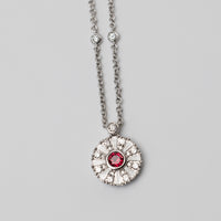 18K Ruby And Diamond Pendant On 18 Inch Chain