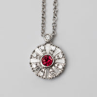 18K Ruby And Diamond Pendant On 18 Inch Chain