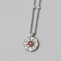 18K Ruby And Diamond Pendant On 18 Inch Chain