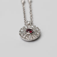 18K Ruby And Diamond Pendant On 18 Inch Chain
