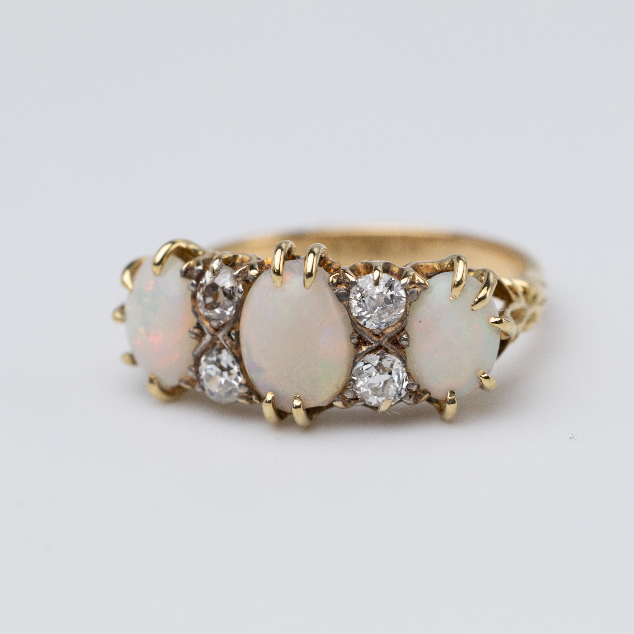 opal and diamond ring right front side