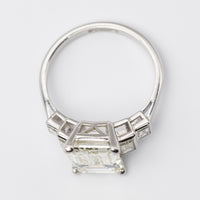 Art Deco GIA Certified 3.7 Carat Emerald Cut Diamond Engagement Ring