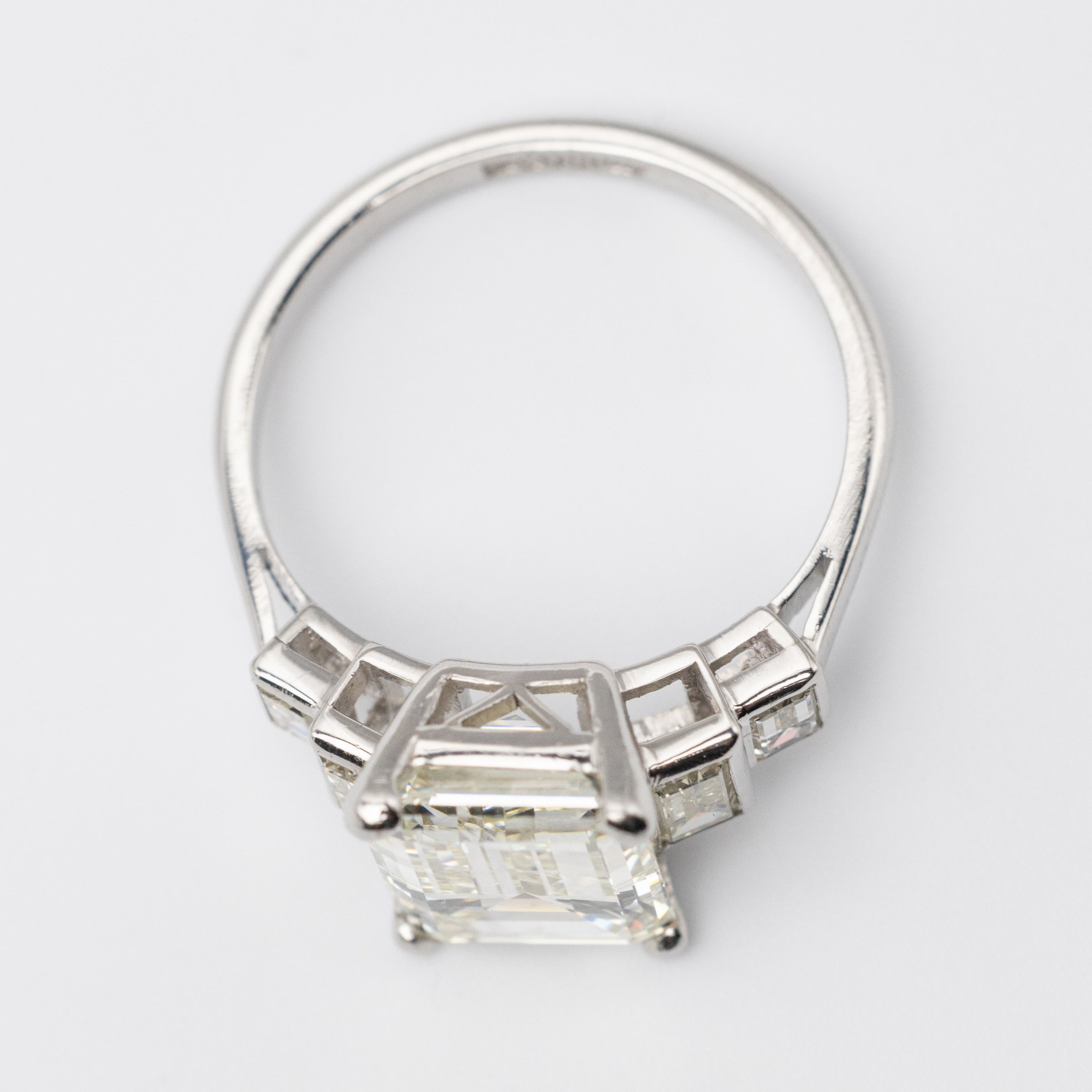 Art Deco GIA Certified 3.7 Carat Emerald Cut Diamond Engagement Ring