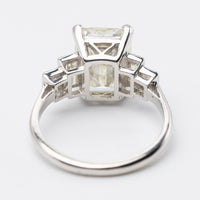 Art Deco GIA Certified 3.7 Carat Emerald Cut Diamond Engagement Ring