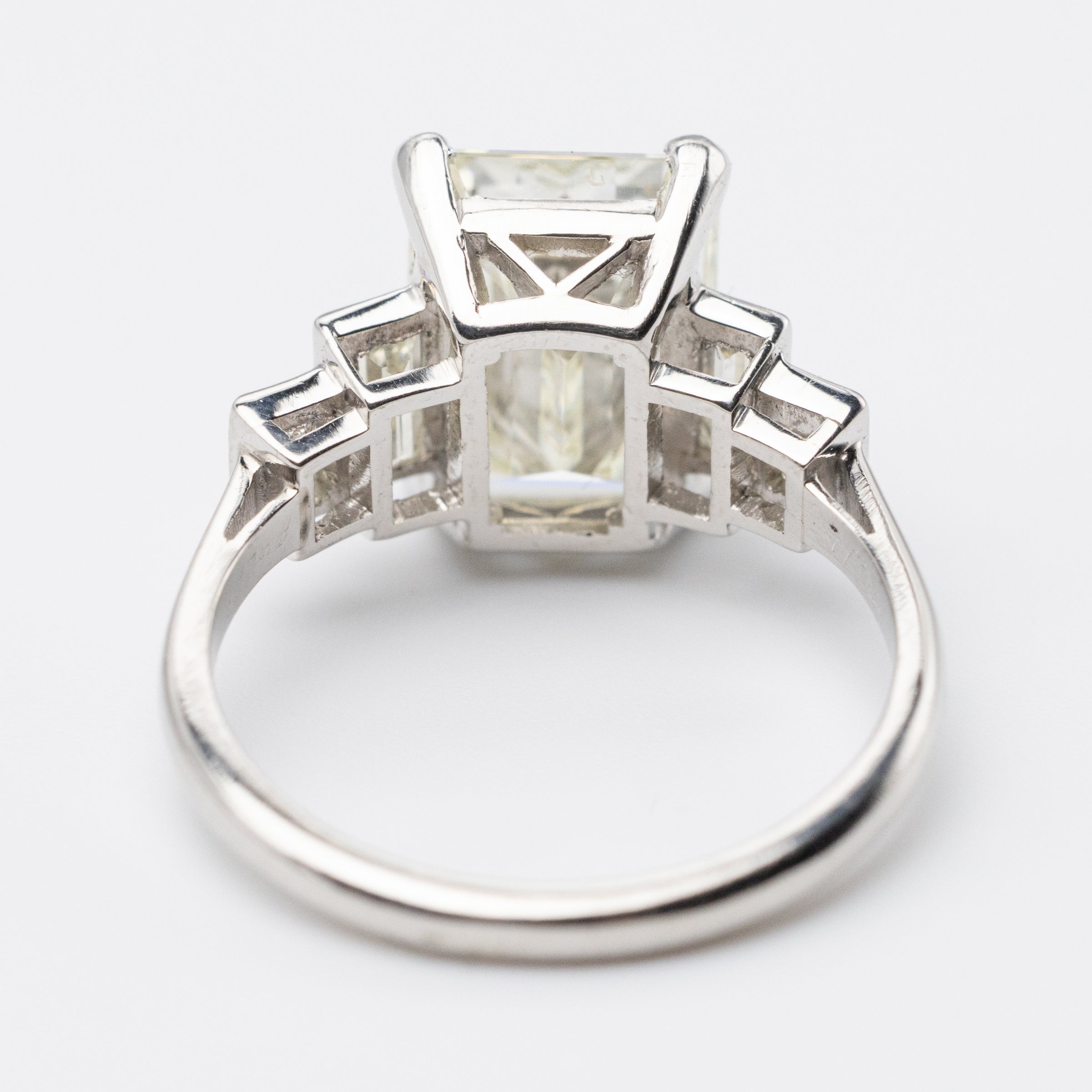 Art Deco GIA Certified 3.7 Carat Emerald Cut Diamond Engagement Ring